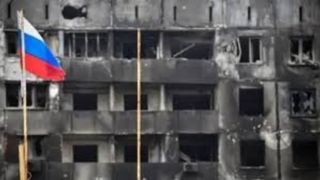 روسیه پرچم خود را در شمال اوکراین نصب کرد