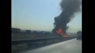 انفجار تانکر سوخت در جاده فرودگاه یزد انفجار تانکر سوخت در جاده فرودگاه یزد