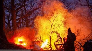 عملیات مهار آتش‌سوزی مناطق کوهستانی روستاهای دلیر و الیت