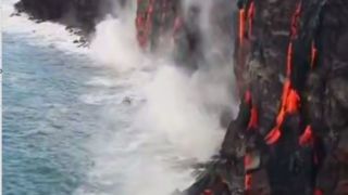 برخورد آتش و اقیانوس؛ آبشار مذاب در سواحل هاوایی