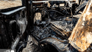 تخریب خودروهای امدادی آتش‌نشانی توسط اغتشاشگران