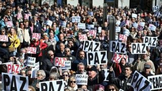 تظاهرات اسپانیایی‌ها علیه تجاوز آمریکا و رژیم صهیونیستی به ایران